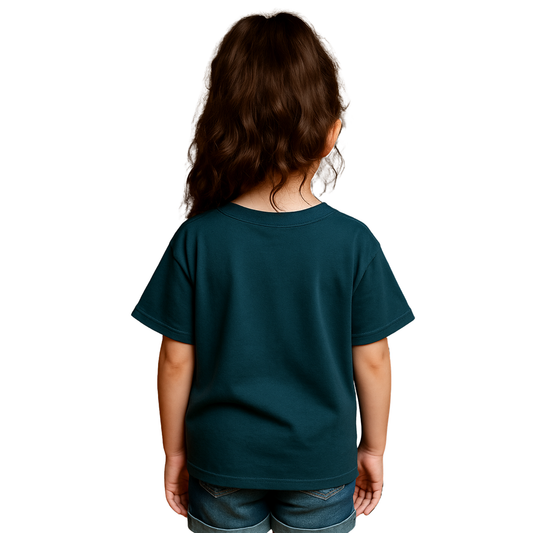 Kids Oversized French Terry Cotton T-Shirt – Super Mom Floral Print (Air Force Blue)