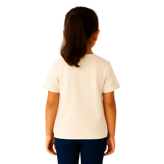 Kids Oversized French Terry Cotton T-Shirt – Hello Panda Print (Beige)