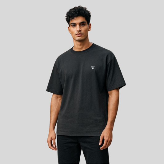 French Terry Premium Black Cotton T-shirt