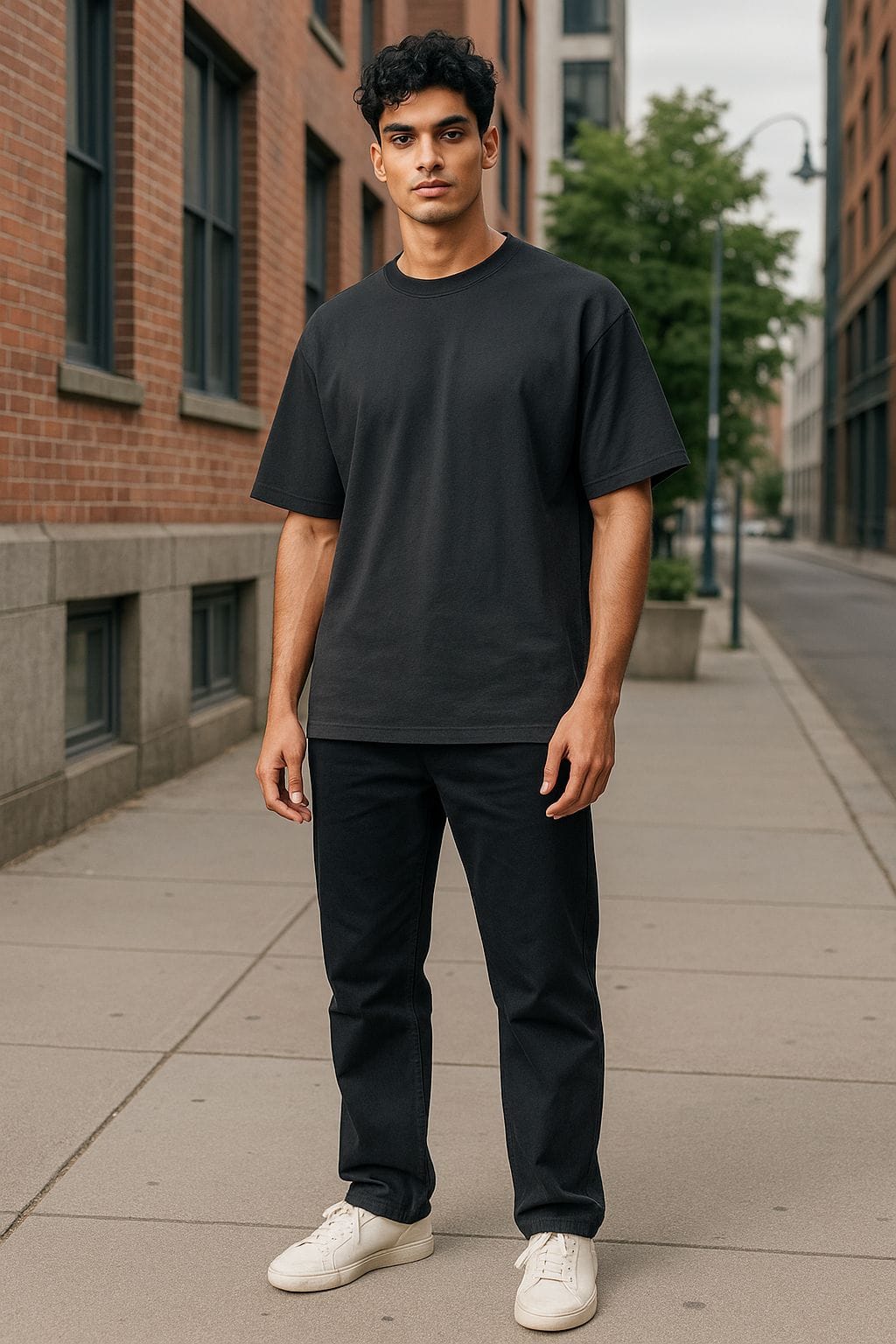 French Terry Premium Black Cotton T-shirt